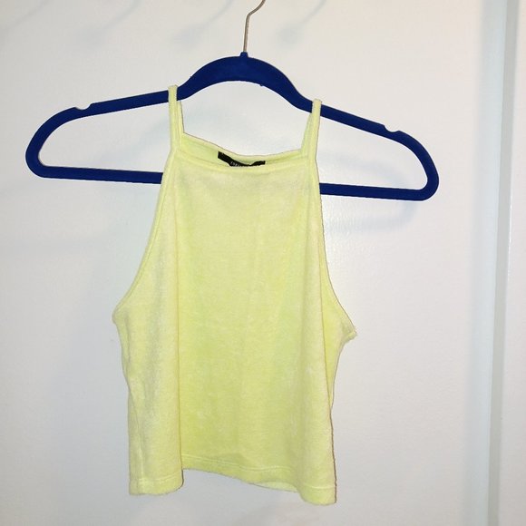 NEON GREEN TERRY CLOTH CROP TOP - Picture 5 of 5